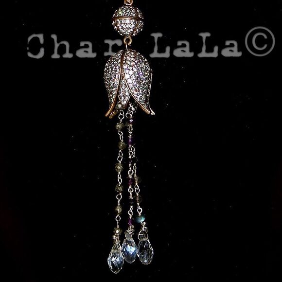 Tulip White Topaz & Semi Precious Stone Necklace - Picture 3 of 3